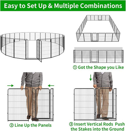 Dog Playpen Outdoor Extra Wide 24 Piece Panels Heavy Duty Dog Fence 47" Height - Image 8