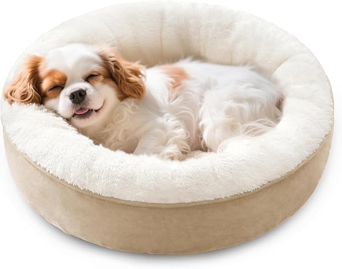 Love's cabin Round Donut Cat and Dog Cushion Bed, 25in Pet Bed by Lovescabin