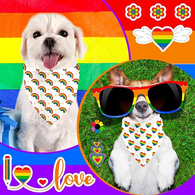 Rainbow Dog Bandanas Love is Love Pride Triangle Bibs Dog Paw Pet Scarf - Image 6