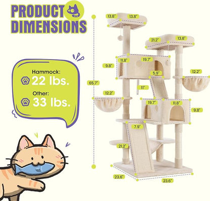 WEEWAY Cat Tree Tower for Indoor Cats, Stand House Condo Cave, Sisal Scratching - Image 3