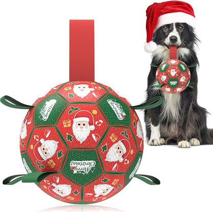 QDAN Christmas Dog Balls with Straps, Soccer Ball by QDAN