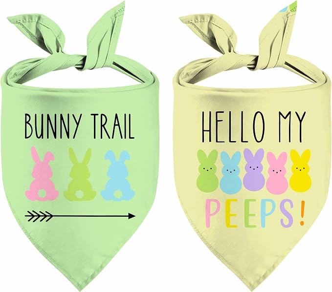 Easter Dog Bandana, 2 Pack Adjustable Holiday Party Pets Easter Egg Rabbit by XGXHZYLC