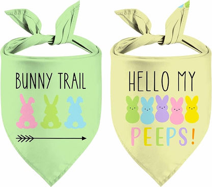 Easter Dog Bandana, 2 Pack Adjustable Holiday Party Pets Easter Egg Rabbit by XGXHZYLC