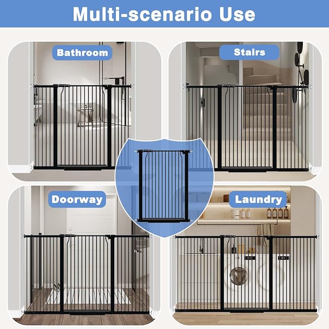 65.7"-72.2" Extra Wide Baby Gate, 40.5" Tall Dog Gate Indoor, Walk Through Pet - Image 8