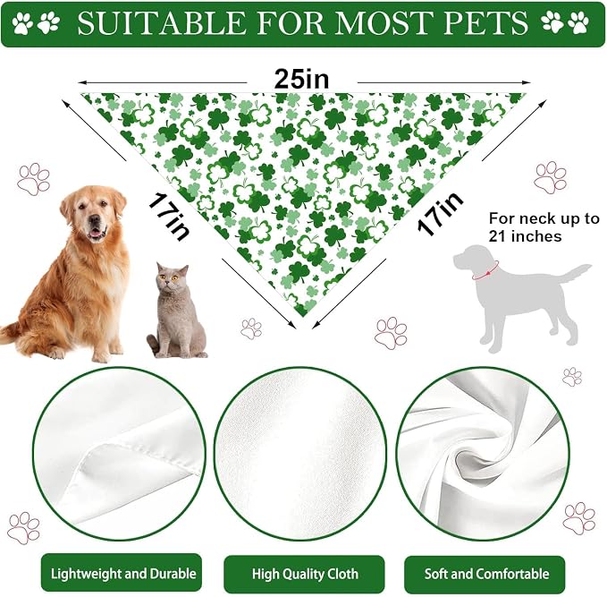St. Patrick's Day Dog Bandana, 2 Pack Adjustable Holiday Party Pets Saint - Image 3