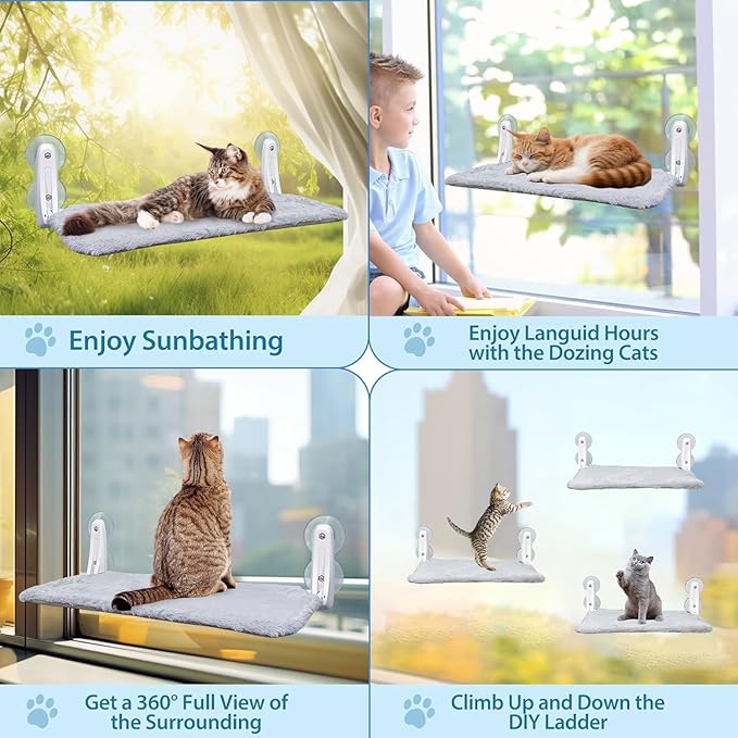 L&W BROS. 3Pc Heavy Duty Cat Window Perch, 50lb Load Foldable Hammock - Image 6