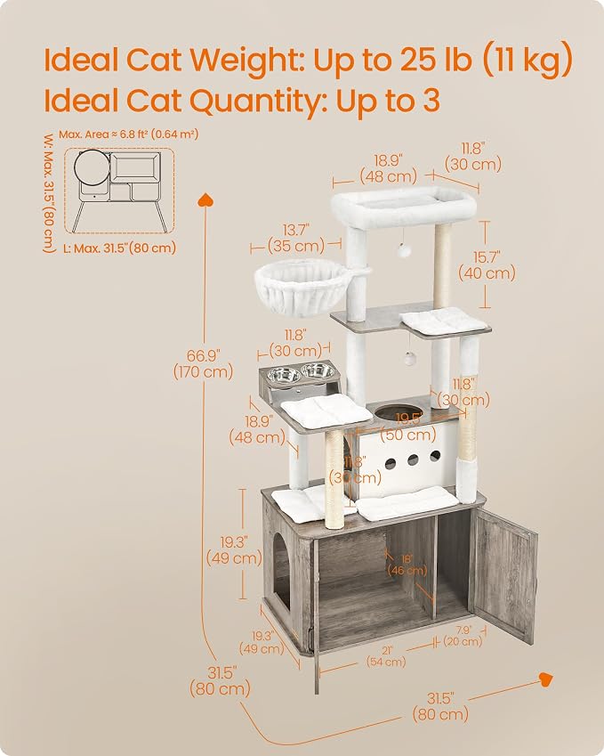 Feandrea Cat Tree, 66.9-Inch Cat Tower - Image 5