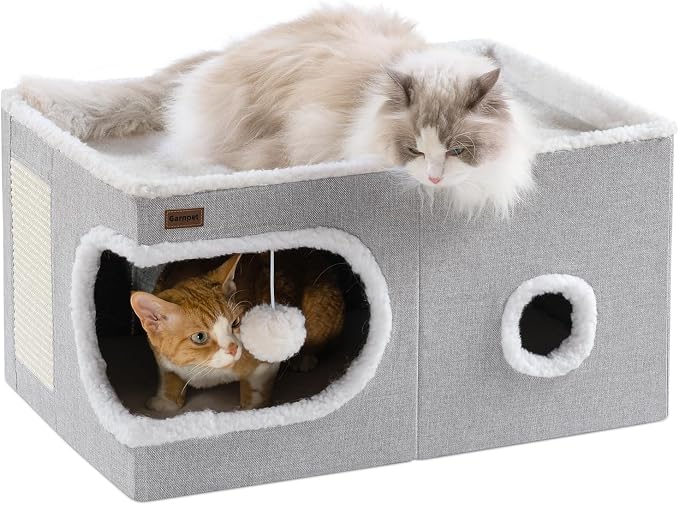 Cat Bed for Indoor Cats Cube House, Covered Cat Cave Beds & Furniture by Garnpet