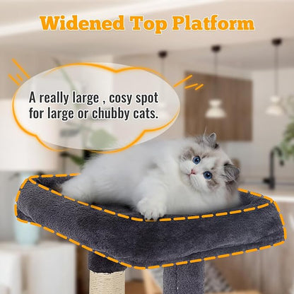 FDW | 37.8" Cat Tree Tower | Dark Gray | Multi-Level Indoor Activity Center - Image 2
