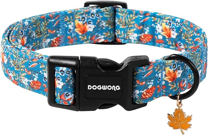DOGWONG Fall Maple Dog Collar- Cute Classic Fall Autumn Flower Dog Collars by DOGWONG