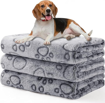 Luciphia 1 Pack 3 Blankets Fluffy Premium Fleece Pet Blanket Flannel Paw by luciphia