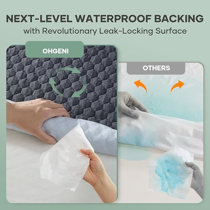 OhGeni 100% Waterproof Mattress Protector, Twin-Gray Size Mattress Pad - Image 4