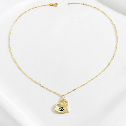 Personalized Cute Dog Cat Paw Name Necklace Forever Love Custom Heart Pendant - Image 6