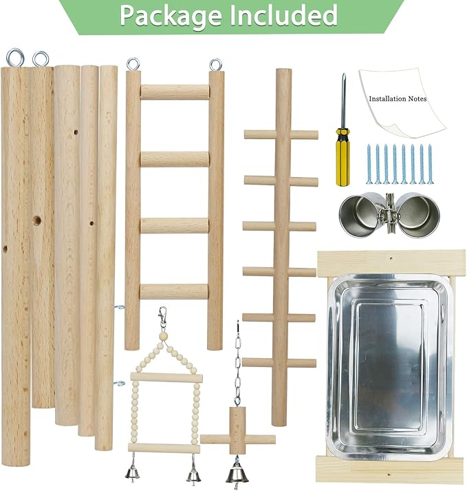 Parrot Playstand Bird Playground Birdcage Wood Perch Stand Ladder Swing - Image 7