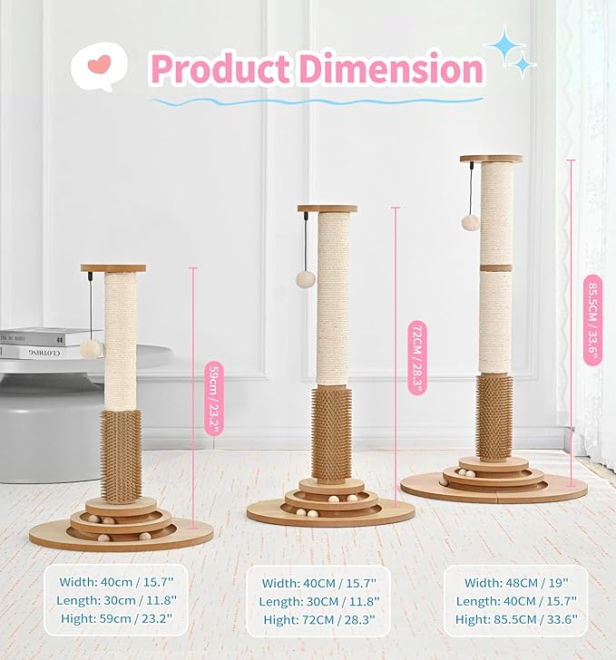Made4Pets Cat Scratching Post Premium Sisal Cat Scratcher Kitten Toys - Image 3