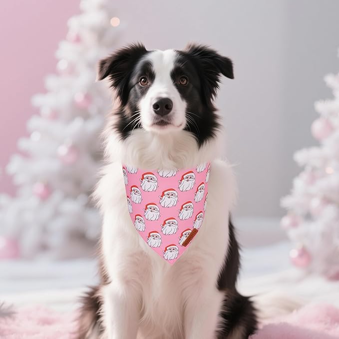ADOGGYGO Pink Christmas Dog Bandanas 2 Pack, Reversible Santa Snowman Xmas - Image 3
