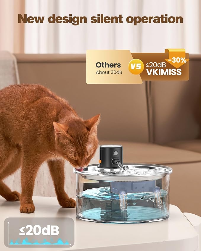 Wireless Cat Water Fountain Cordless: Battery Operated Cat Fountain - - Image 6