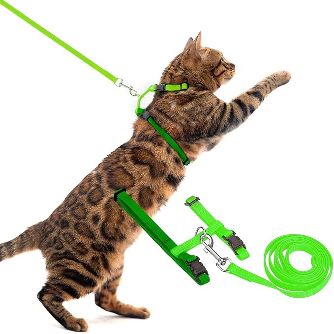 PUPTECK Adjustable Cat Harness and Leash Set Escape Proof Kitten Strap Collar by PUPTECK