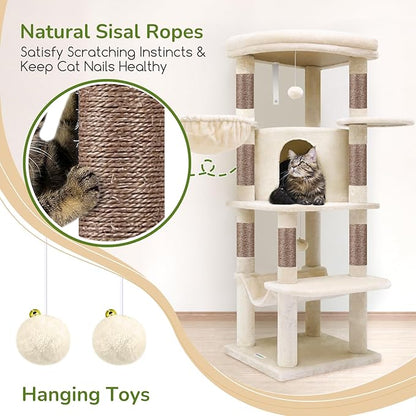 Globlazer Corner Cat Tree, 51in Curved Series Modern Cat Tower - Image 6