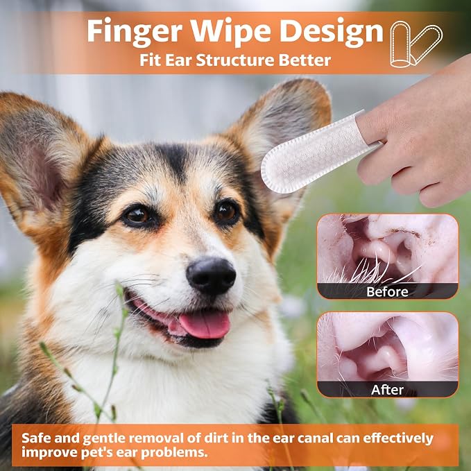 OBSEDE Dog & Cat Ear Wipes, Finger Sleeve Design - Image 3