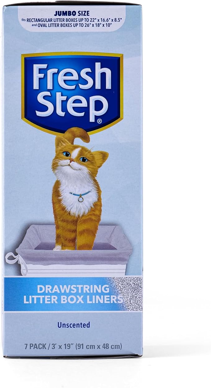 Fresh Step Jumbo Drawstring Cat Litter Box Liners, Unscented Heavy Duty Kitty - Image 2