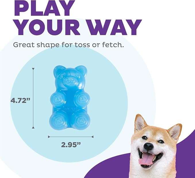 Outward Hound Gummiez Bear Dog Toy & Treat Stuffer, 4.7″ x 3″ Blue - Image 4