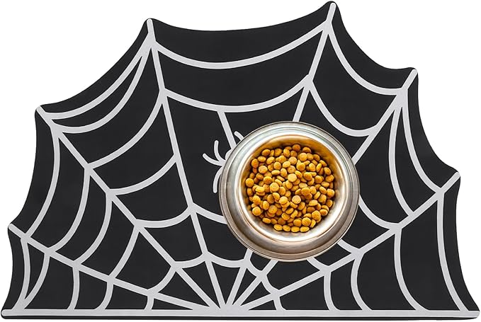 Halloween Pet Mat for Food and Water, Pet Feeding Mat for Dog Cat Bowl by Dazzleimart