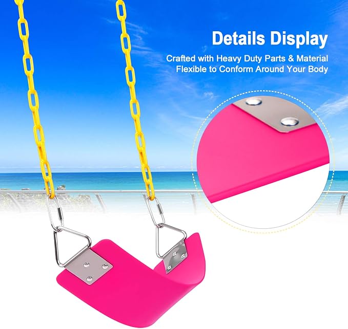 AGPTEK Swing Set, Seat with 66 Inch Anti-Rust Chains Thermoplastic Coated - Image 7