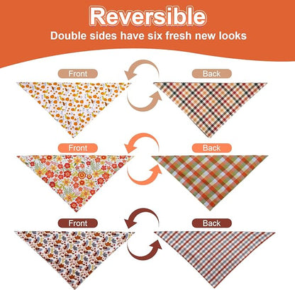 Fall Dog Bandanas Large 3PCS, 6 Pattern Thanksgiving Scarf - Image 7