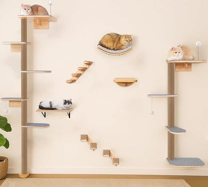 Floor to Ceiling Cat Tree for Kittens, 5-Tier Wall Mounted Cat Wall Shelves - Image 7