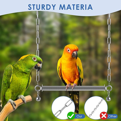 Stainless Steel Large Bird Swing, Hanging Heavy Duty Parrot Swings Perches - Image 5