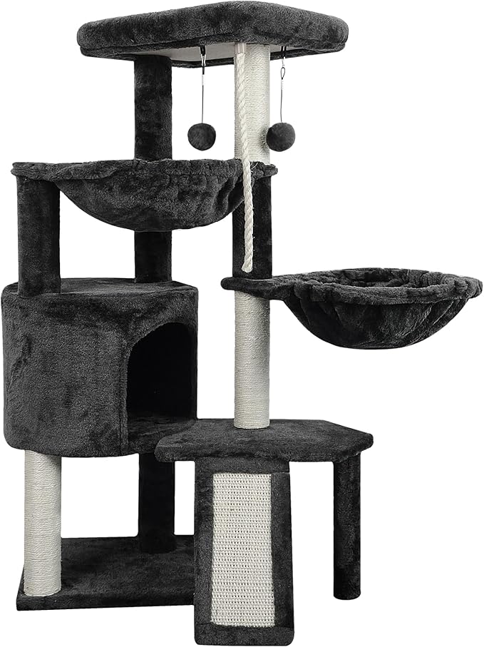 Xin Three Layer Cat Tree with Cat Condo and Two Hammocks, Darkgray … by Unknown