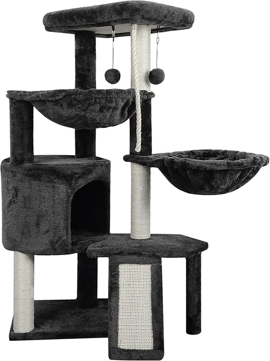 Xin Three Layer Cat Tree with Cat Condo and Two Hammocks, Darkgray … by Unknown