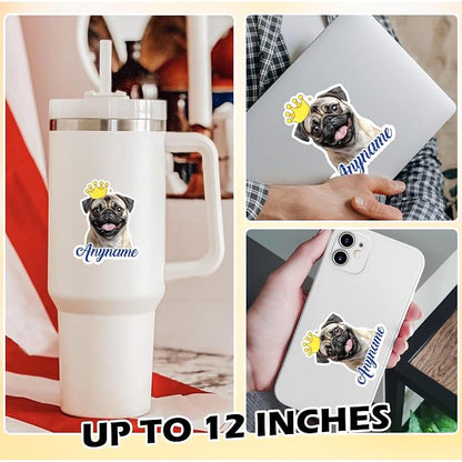 Custom Pet Name Sticker Personalized Text Face Photo Crown King Queen Animal - Image 3