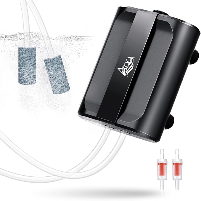 AQQA Aquarium Air Pump, 3.5W 5W Dual Outlet Oxygen Pump by AQQA