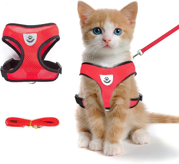 shudyear Summer cat Chest Harness and Leash, Anti-Escape Adjustable Soft mesh by Shudyear