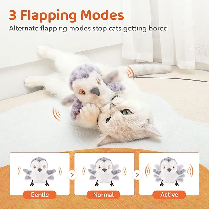 Potaroma Cat Toys Flapping Bird, Lifelike Sandpiper Chirp Tweet, Rechargeable - Image 3