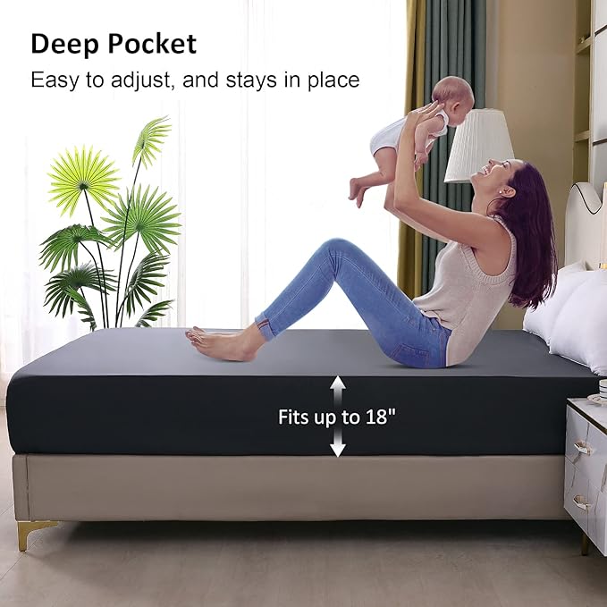 Waterproof Mattress Protector Full, Fitted Sheet Style Breathable Mattress Cover - Image 4