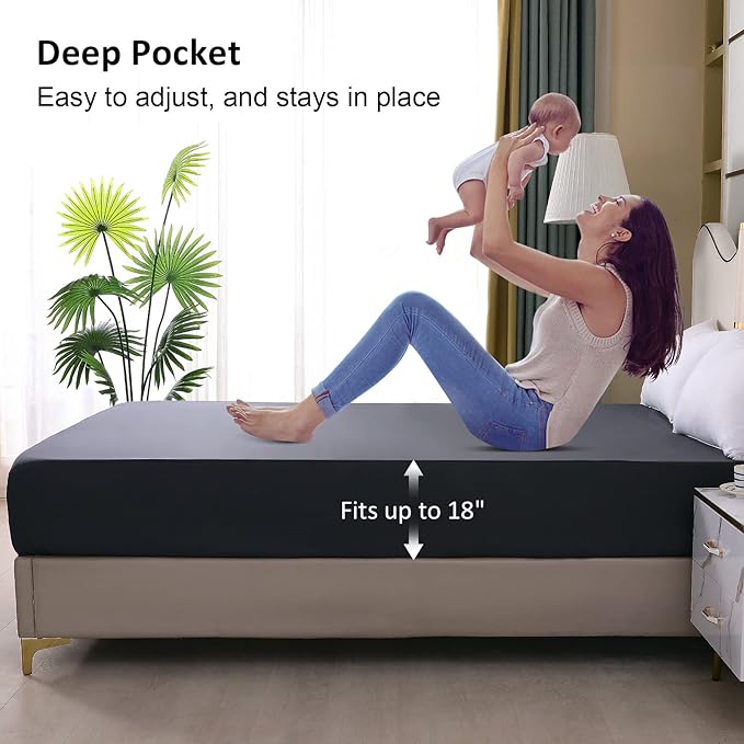 Waterproof Mattress Protector Queen, Fitted Sheet Style Breathable Mattress - Image 4