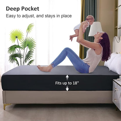 Waterproof Mattress Protector Queen, Fitted Sheet Style Breathable Mattress - Image 4