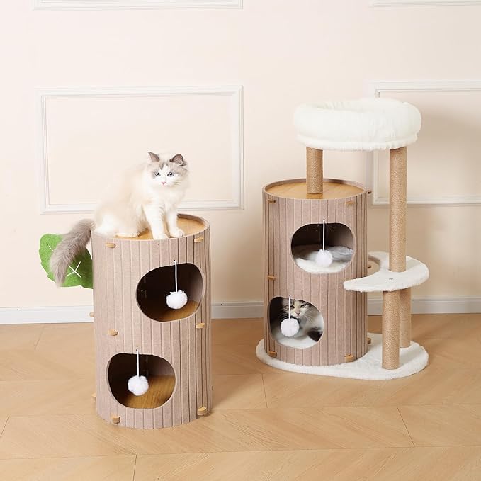 Cat House for Indoor Cats, 2-Storey Large Cat Bed Cave, Felt Covered Cats - Image 5