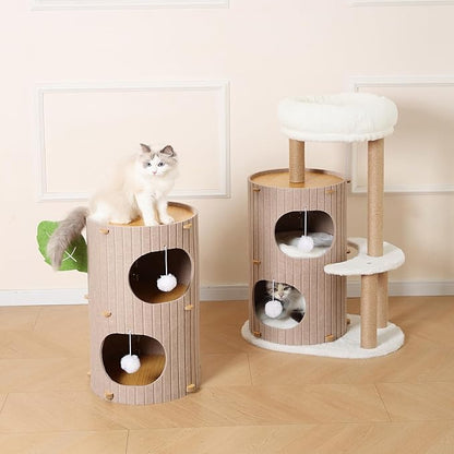 Cat House for Indoor Cats, 2-Storey Large Cat Bed Cave, Felt Covered Cats - Image 5