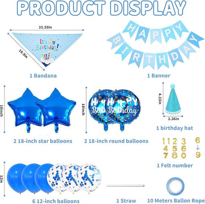 Dog & Cat Birthday Party Decorations Set Include Bandana, Adjustable Hat - Image 5