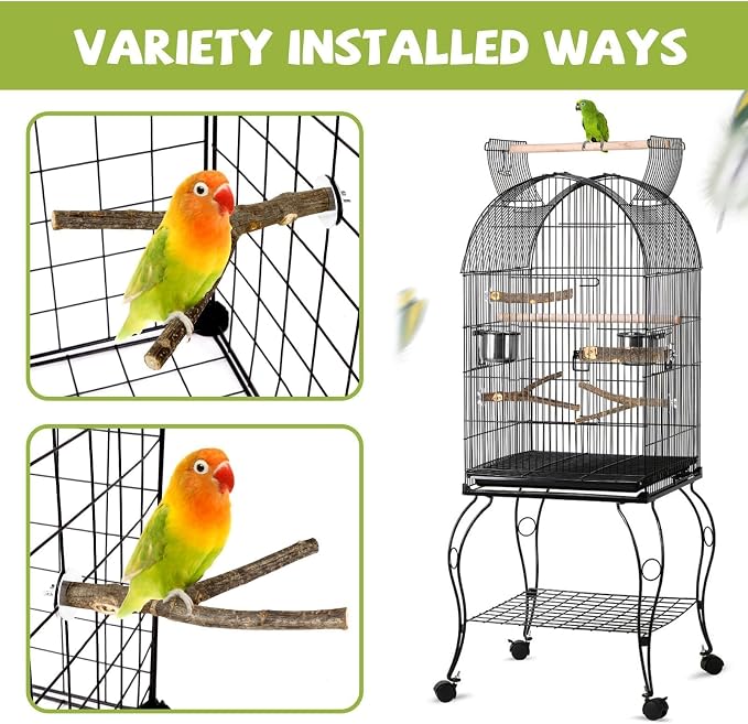 5PCS Natural Wood Bird Perch Set - Image 6