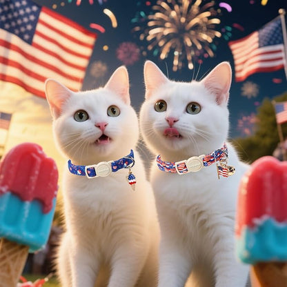 Lionet Paws 2pcs Pack 4th of July Cat Collar, Summer Cat Collars - Image 3