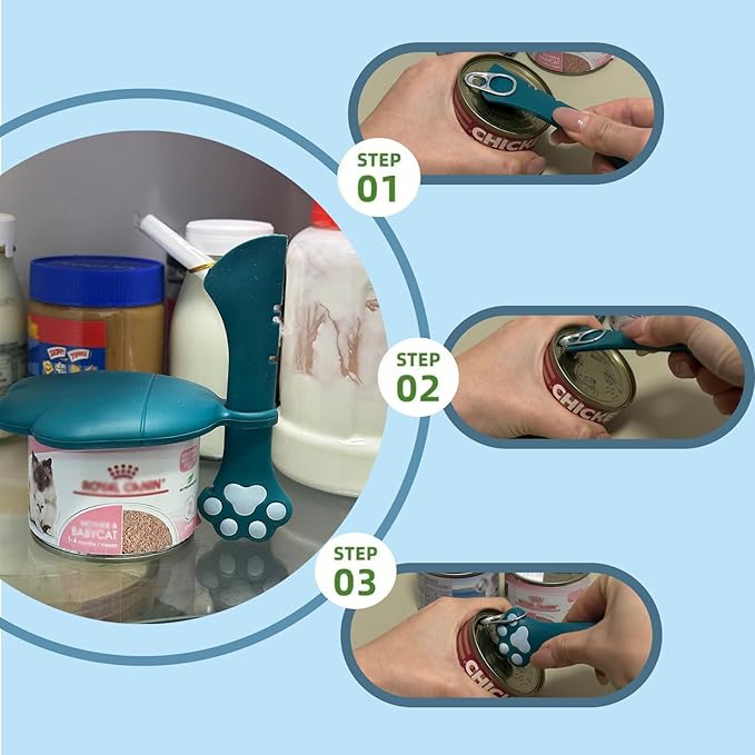 Cat Food Can Spoon & 3 Pcs Can Lids | Cute Paw Shape Covers & Opener - Image 4