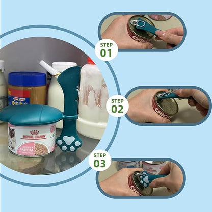Cat Food Can Spoon & 3 Pcs Can Lids | Cute Paw Shape Covers & Opener - Image 4