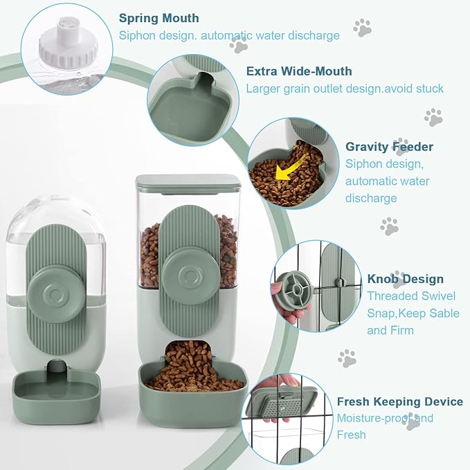 Hanging Automatic Food and Water Dispenser, Gravity Rabbit Feeder Set, Cage Cat - Image 7
