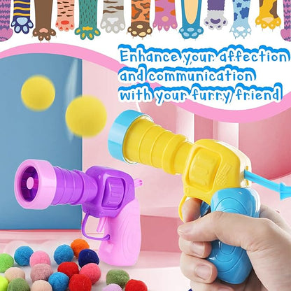 2 Cat Toy Launchers & 100 Cat Pom Pom Balls, Cat Toys Balls Launcher, Launch - Image 3