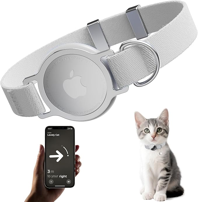 AirTag Cat Collar, Ultra Elastic Cat Tracker Collar, Airtag Holder Compatible by Sucegi